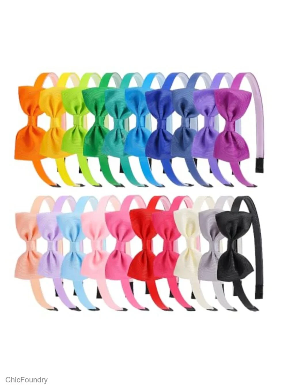 20 Pcs Girls Bow Headbands Grosgrain Ribbon Hairbands Non-Slip